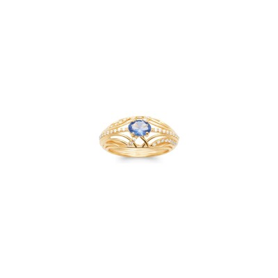 Bague en plaqué or, oxyde de zirconium et pierre synthétique