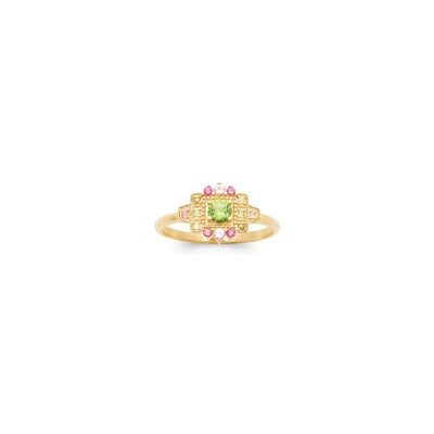 Bague en plaqué or et pierre synthétique