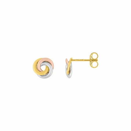 Boucles d'oreilles en or jaune, or blanc, or rose