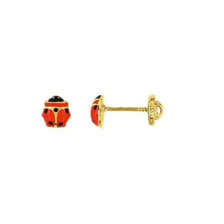 Boucles d'oreilles coccinelles en or jaune