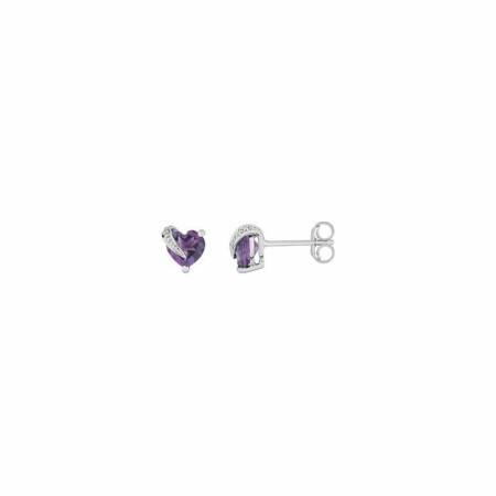 Boucles d'oreilles en or blanc et améthystes