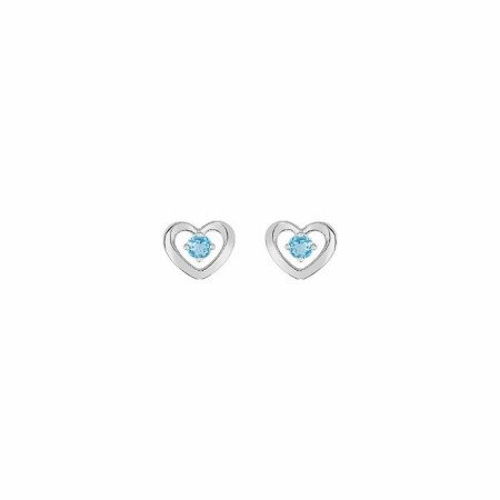 Boucles d'oreilles en or blanc et topazes bleues