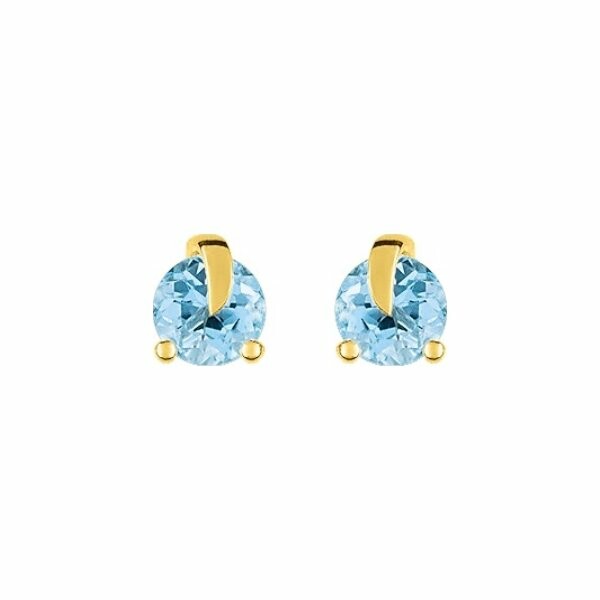 Boucles d'oreilles en or jaune et topazes bleues