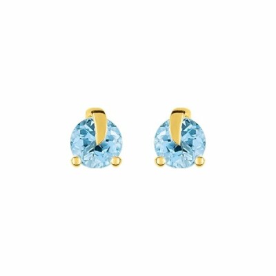 Boucles d'oreilles en or jaune et topazes bleues