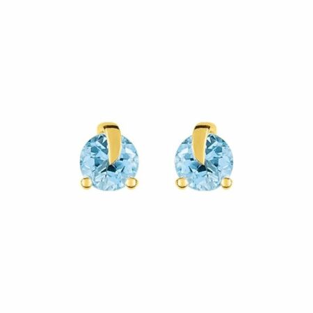 Boucles d'oreilles en or jaune et topazes bleues