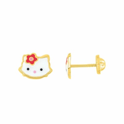 Boucles d'oreilles Hello Kitty en or jaune