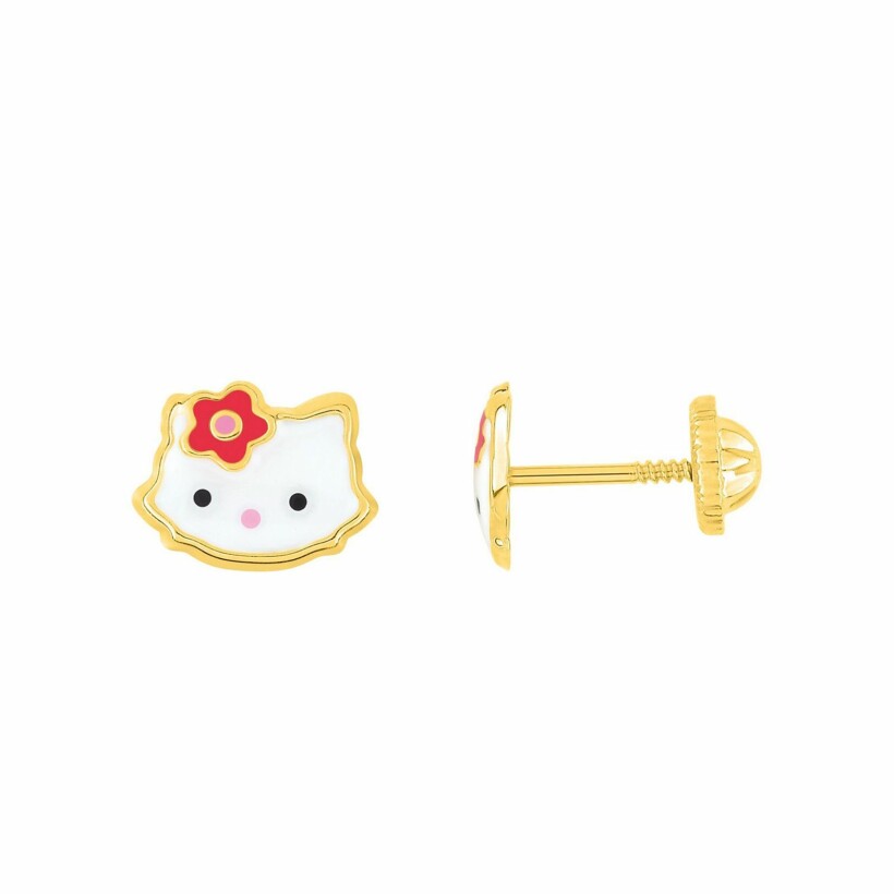 Boucles d'oreilles Hello Kitty en or jaune