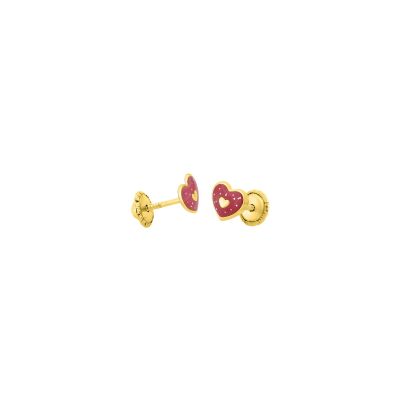 Boucles d'oreilles coeur en or jaune