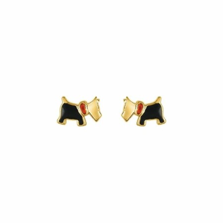 Boucles d'oreilles chien en or jaune