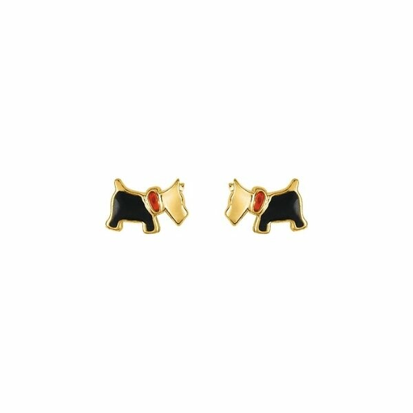 Boucles d'oreilles chien en or jaune