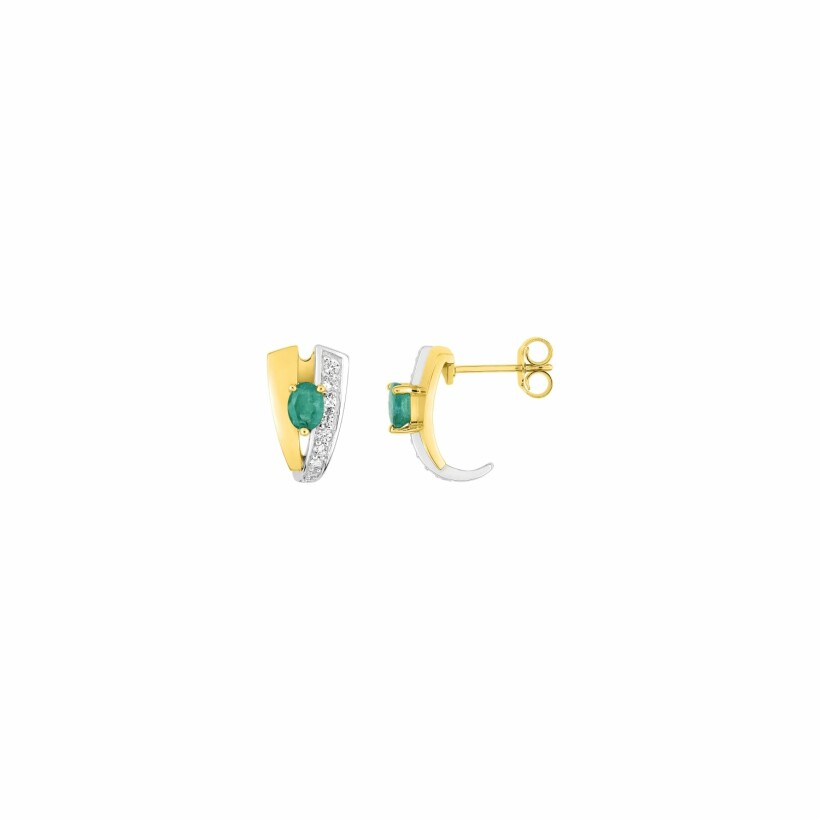 Boucles d'oreilles en or blanc, or jaune et oxydes de zirconium