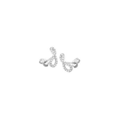Boucles d'oreilles en or blanc et oxyde de zirconium