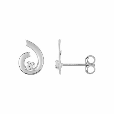 Boucles d'oreilles en or blanc et oxydes de zirconium