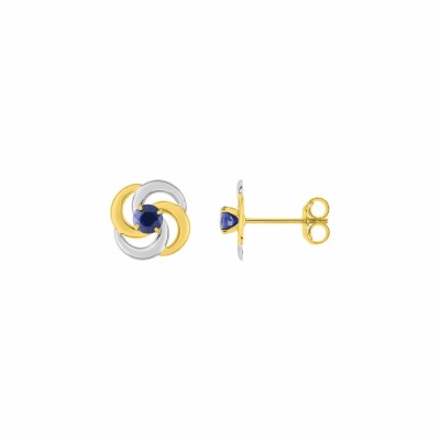 Boucles d'oreilles en or jaune, saphirs