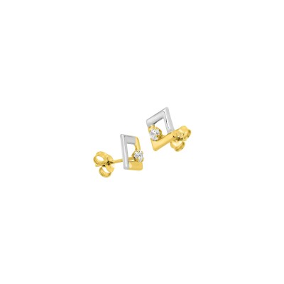 Boucles d'oreilles en or blanc, or jaune et oxydes de zirconium