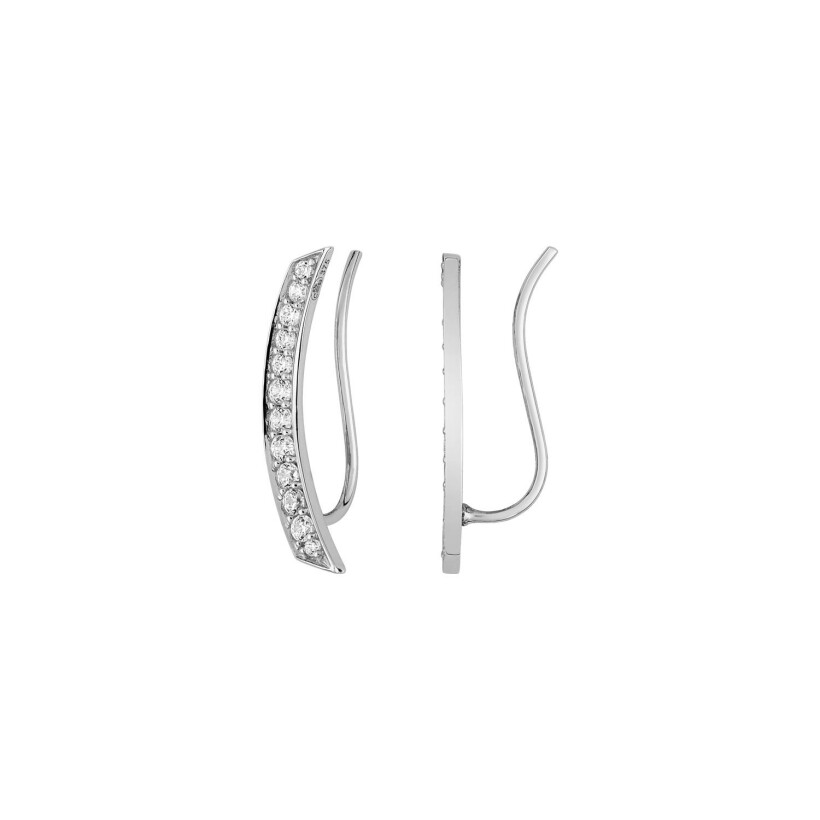 Boucles d'oreilles climber en or blanc et oxydes de zirconium