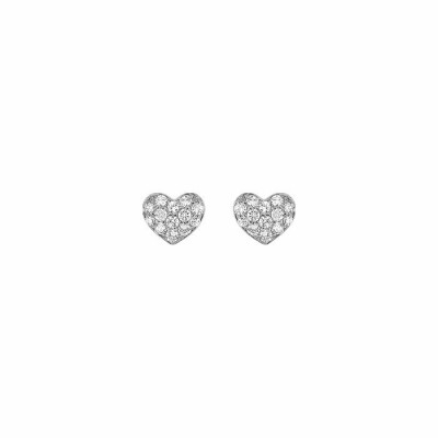 Boucles d'oreilles clous en or blanc et oxydes de zirconium