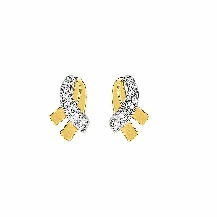 Boucles d'oreilles en or jaune, or blanc et oxydes de zirconium
