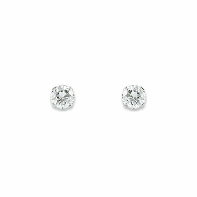 Boucles d'oreilles en or blanc et oxyde de zirconium