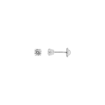 Boucles d'oreilles clous à vis en or blanc et oxyde de zirconium