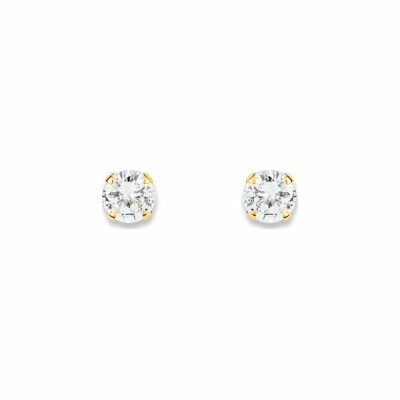 Boucles d'oreilles en or jaune et oxyde de zirconium