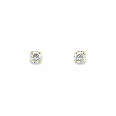 Boucles d'oreilles en or jaune et oxyde de zirconium