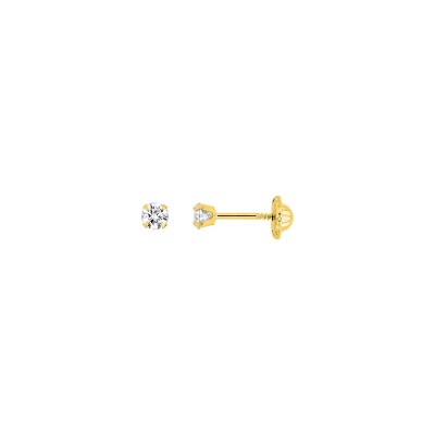 Boucles d'oreilles clous à vis en or jaune et oxyde de zirconium