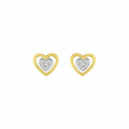 Boucles d'oreilles en or jaune, or blanc et oxyde de zirconium