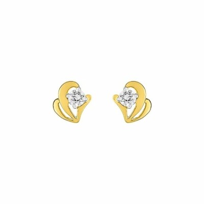 Boucles d'oreilles en or jaune, or blanc et oxydes de zirconium