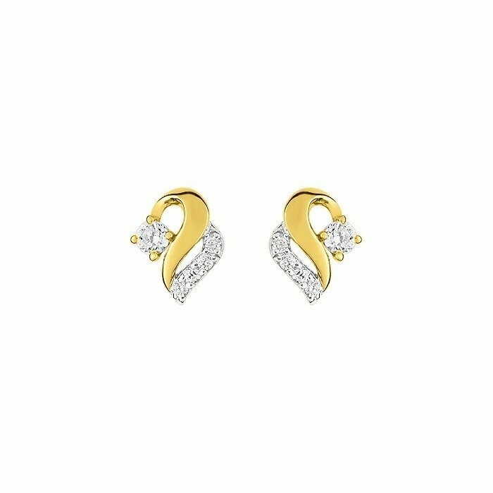 Boucles d'oreilles en or jaune, or blanc et oxydes de zirconium