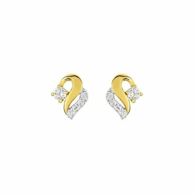 Boucles d'oreilles en or jaune, or blanc et oxydes de zirconium