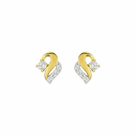 Boucles d'oreilles en or jaune, or blanc et oxydes de zirconium