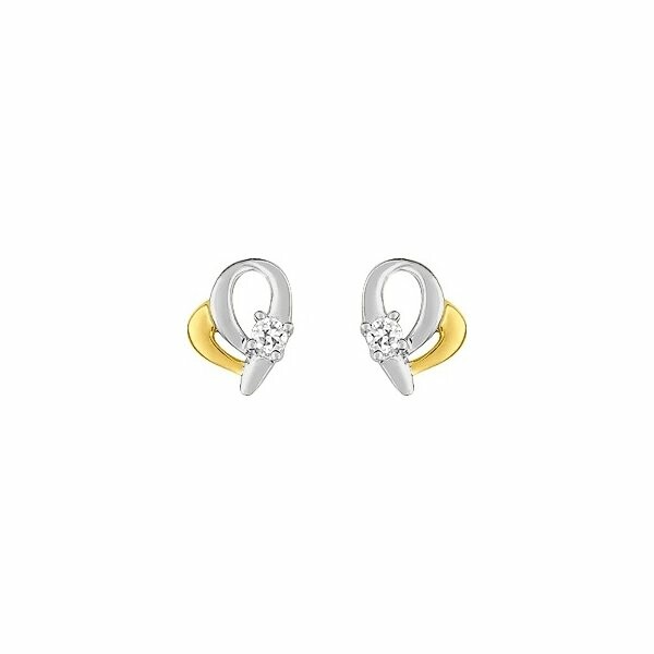 Boucles d'oreilles en or jaune, or blanc et oxydes de zirconium