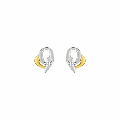 Boucles d'oreilles en or jaune, or blanc et oxydes de zirconium