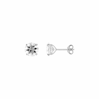 Boucles d'oreilles en or blanc et oxydes de zirconium