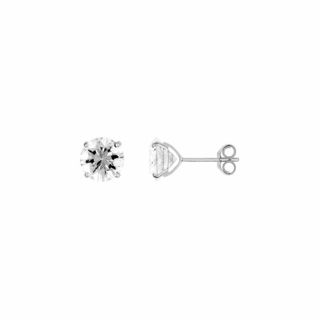 Boucles d'oreilles en or blanc et oxydes de zirconium