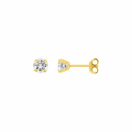 Boucles d'oreilles en or jaune et oxydes de zirconium