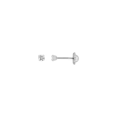 Boucles d'oreilles clous à vis en or blanc et oxyde de zirconium