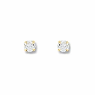 Boucles d'oreilles en or jaune et oxyde de zirconium