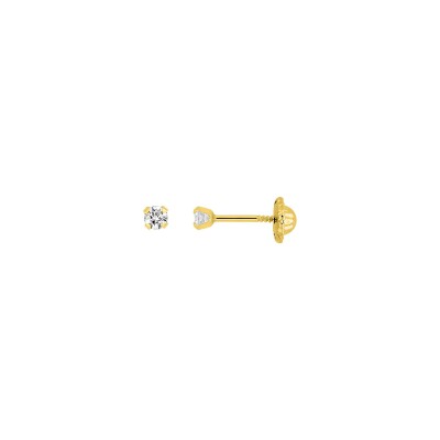 Boucles d'oreilles clous à vis en or jaune et oxyde de zirconium