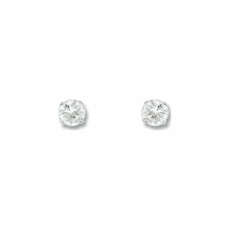 Boucles d'oreilles en or blanc et oxyde de zirconium