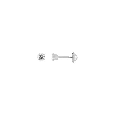 Boucles d'oreilles clous à vis en or blanc et oxyde de zirconium