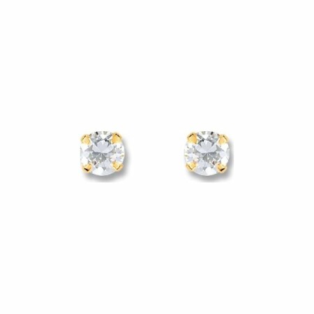 Boucles d'oreilles en or jaune et oxyde de zirconium