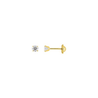 Boucles d'oreilles clous à vis en or jaune et oxyde de zirconium