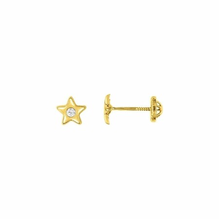 Boucles d'oreilles étoiles en or jaune et oxydes de zirconium