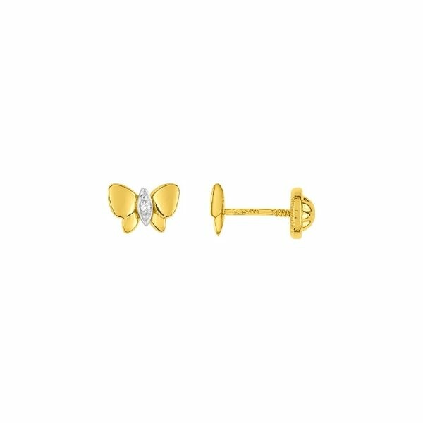 Boucles d'oreilles en or jaune et diamants de 0.006ct