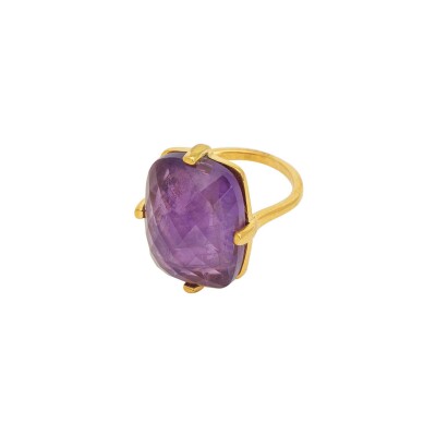 Bague Une A Une en plaqué or et améthyste