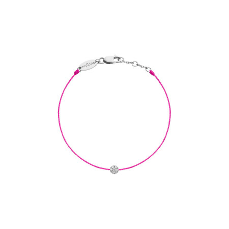 Bracelet RedLine Illusion fil rose fluo avec diamants 0.05ct en serti clos, or blanc