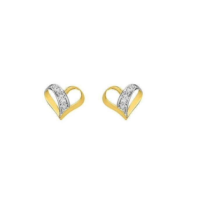 Boucles d'oreilles en or blanc, or jaune et diamants de 0.008ct