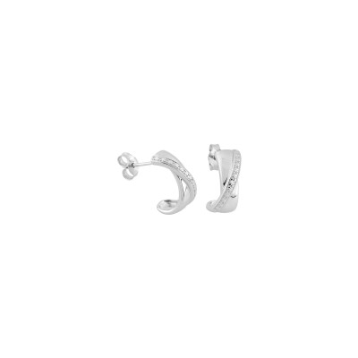 Boucles d'oreilles créoles en or blanc et diamants